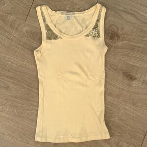 Joyann Cream Tank Top with Gold Sequin Accents